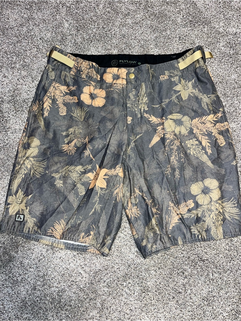 Flylow Shorts Mens Large Multicolor Hybrid Swim Casual Stretch Zip Fly Trail Euc